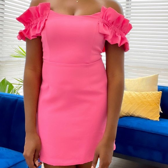 NEW Pink Off-Shoulder Body-con Dress - Picture 1 of 3